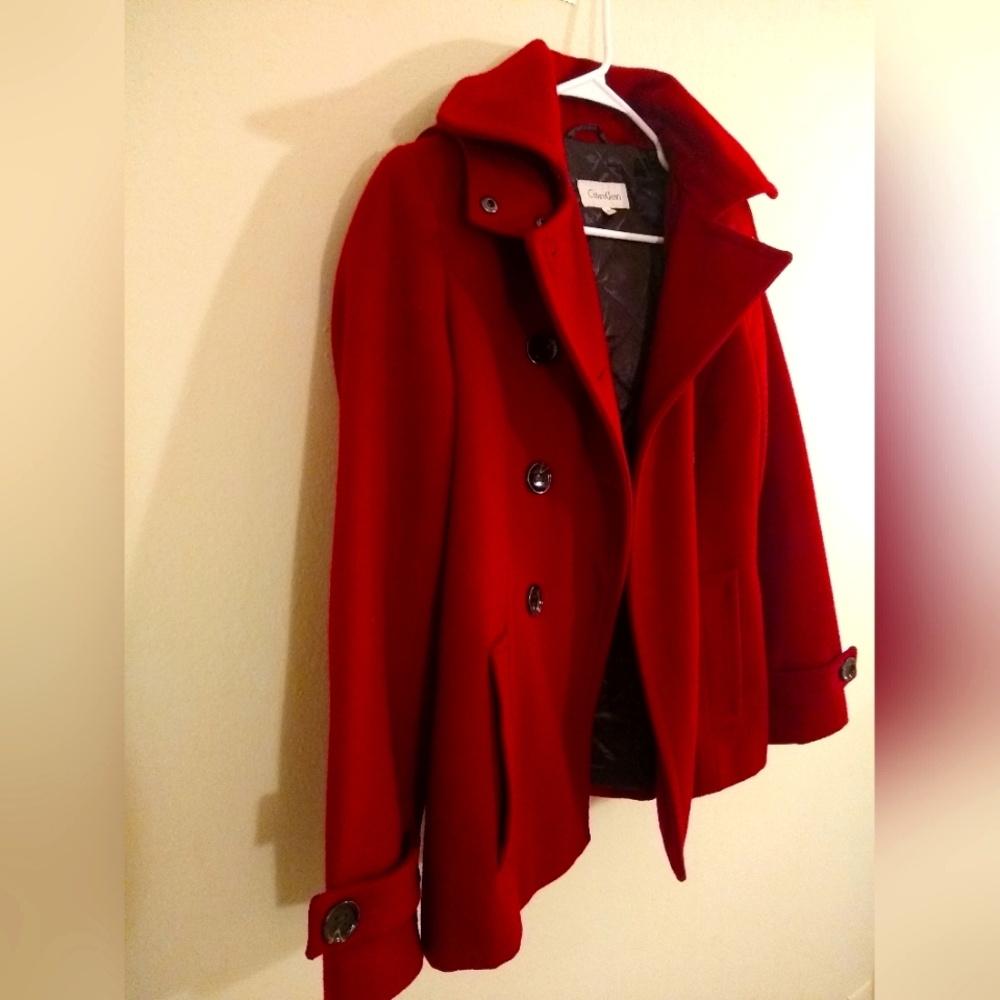 Calvin Klein Peacoat in Red Wool